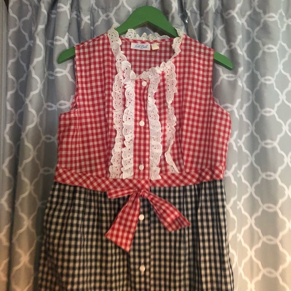 Vintage gingham dress, large perfect condition red - Picture 2 of 3
